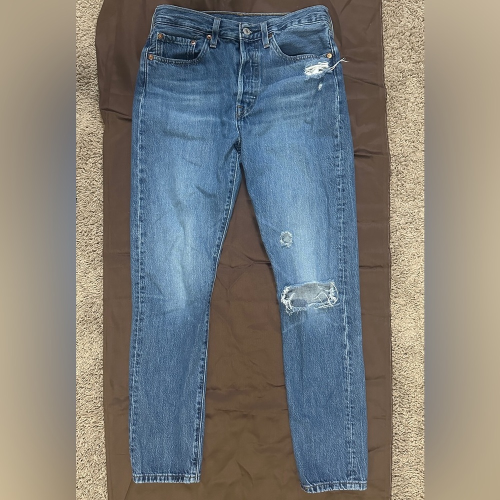 Levi's Women's Blue Distressed Skinny Jeans